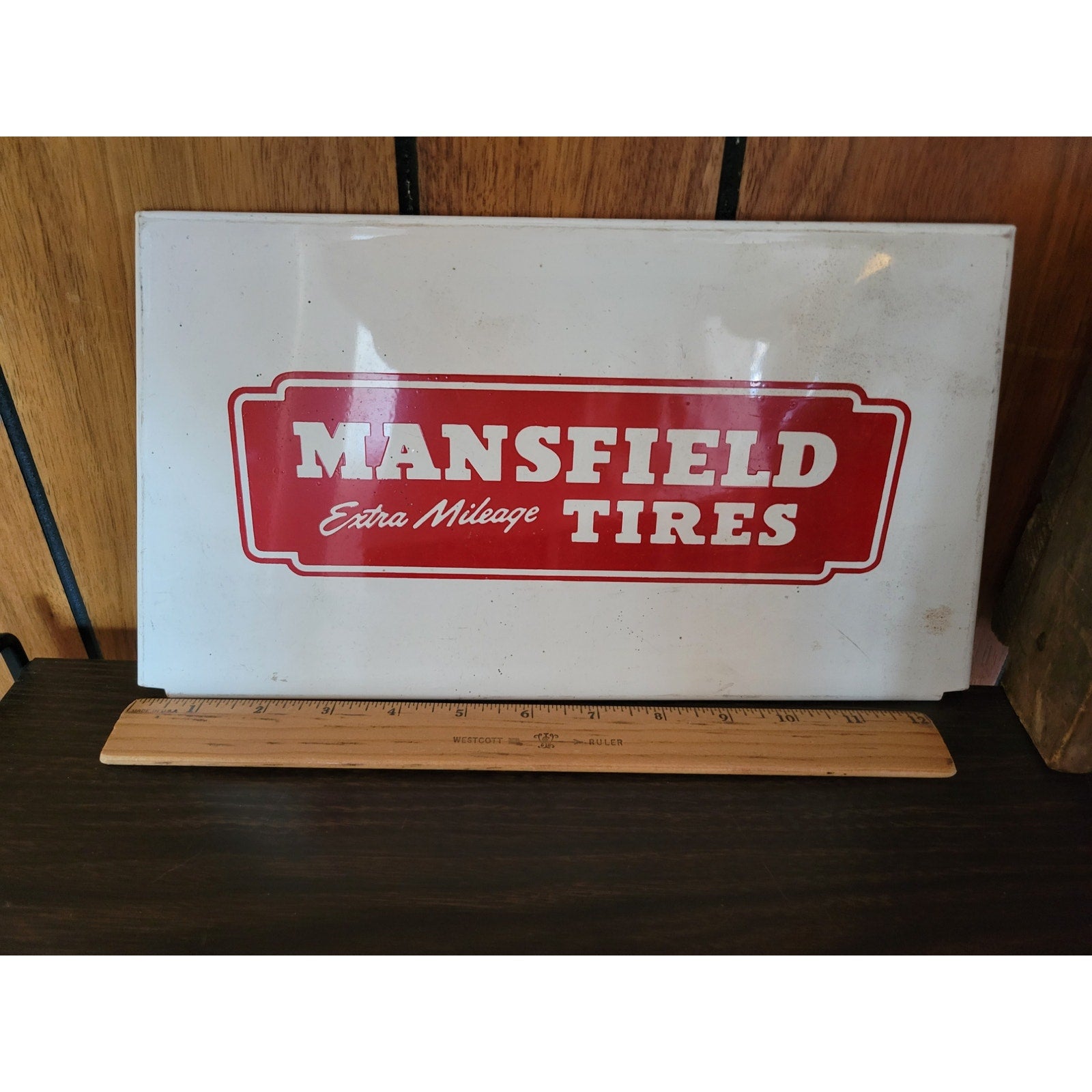 Vintage Mansfield Extra Milage Tires - Gas Station Metal Display Sign