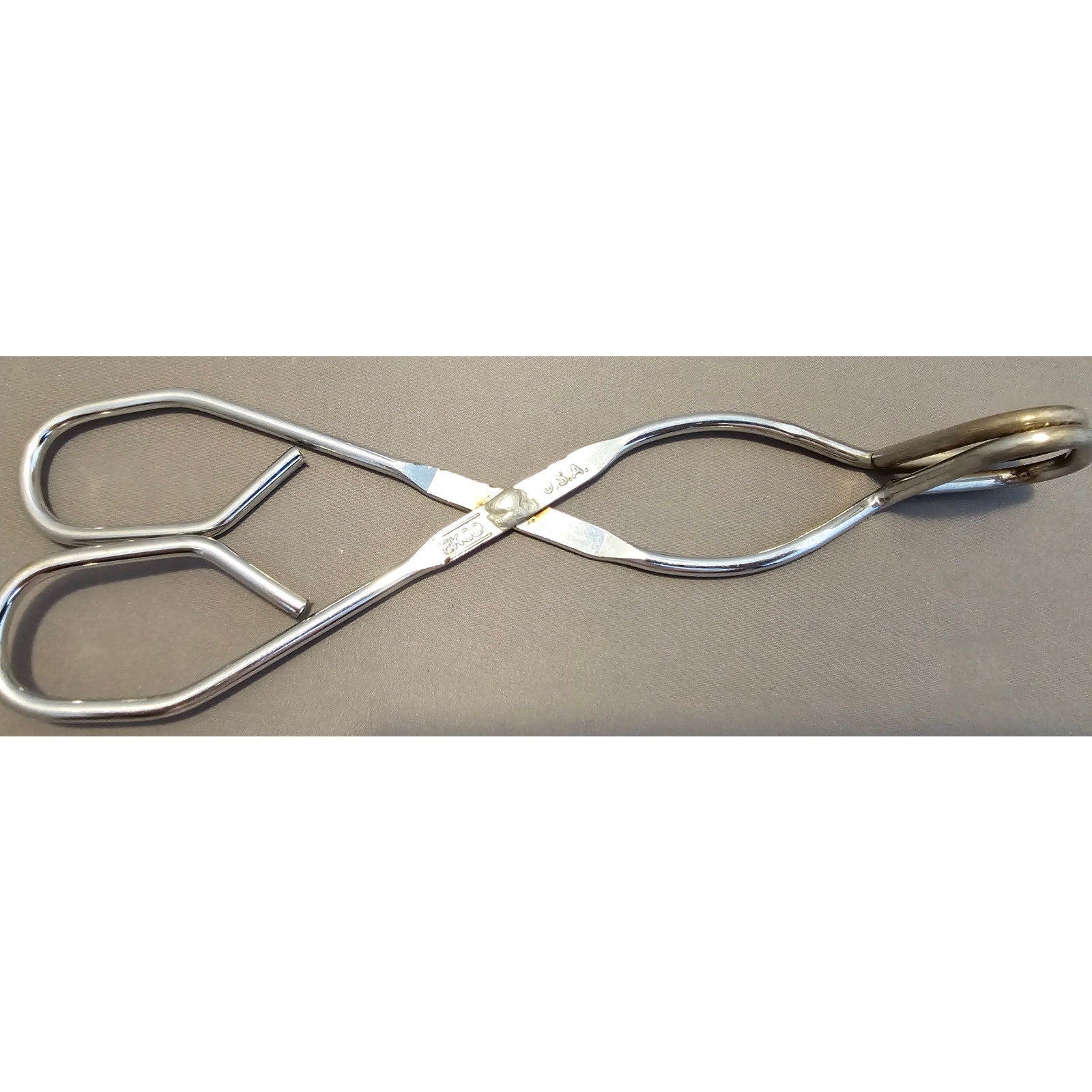 Vintage Ekco 8" (inch) Angled Stainless Steel Tongs - USA