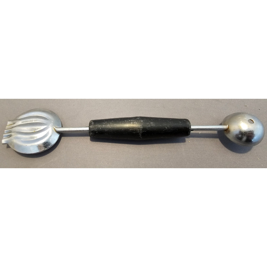 Vintage 8" Black Plastic Handled Double Ended Melon Baller/Curler