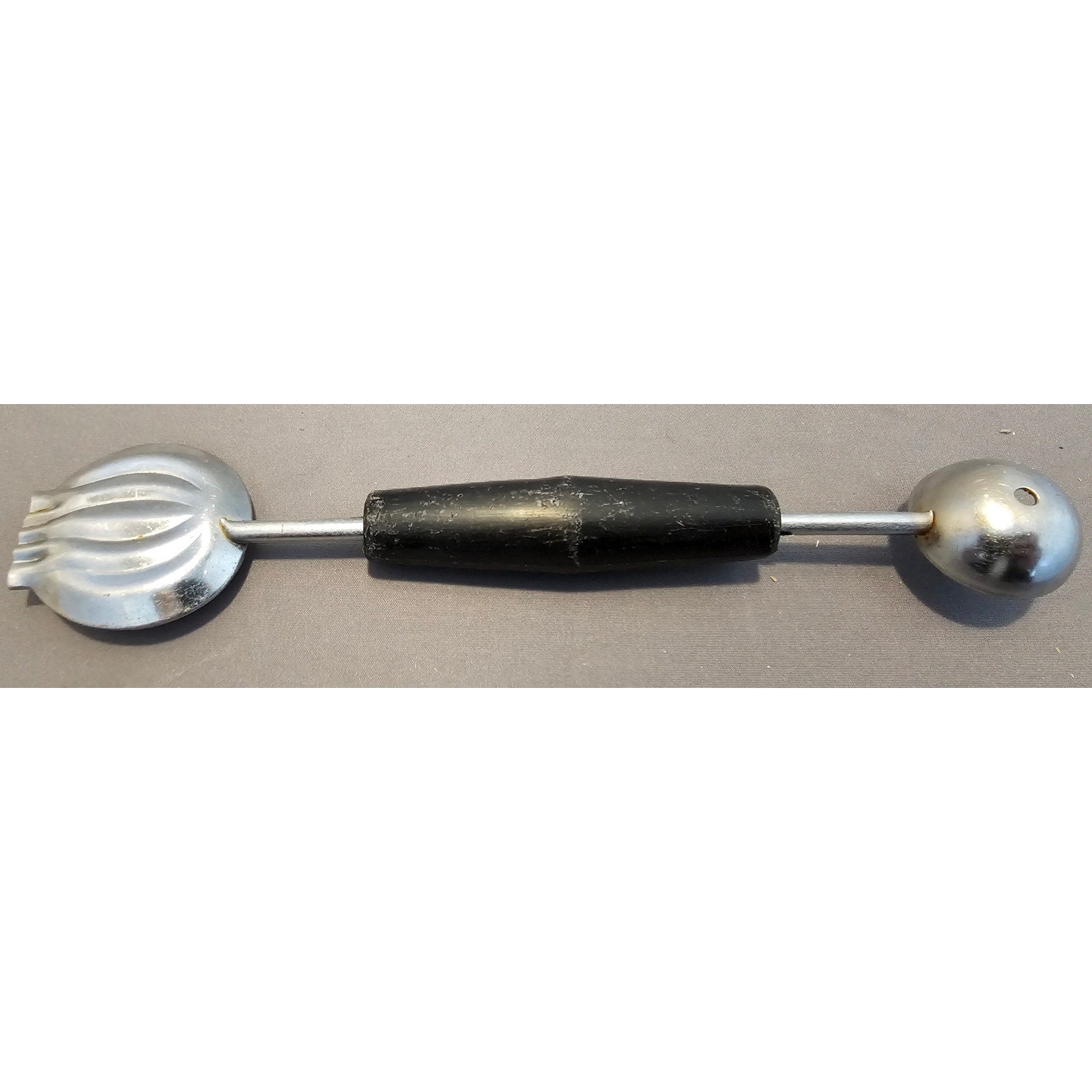 Vintage 8" Black Plastic Handled Double Ended Melon Baller/Curler