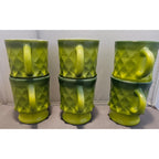 Lot of 6 Vintage Green Fire King Kimberly Diamond Point Coffee Cup/Mug - USA