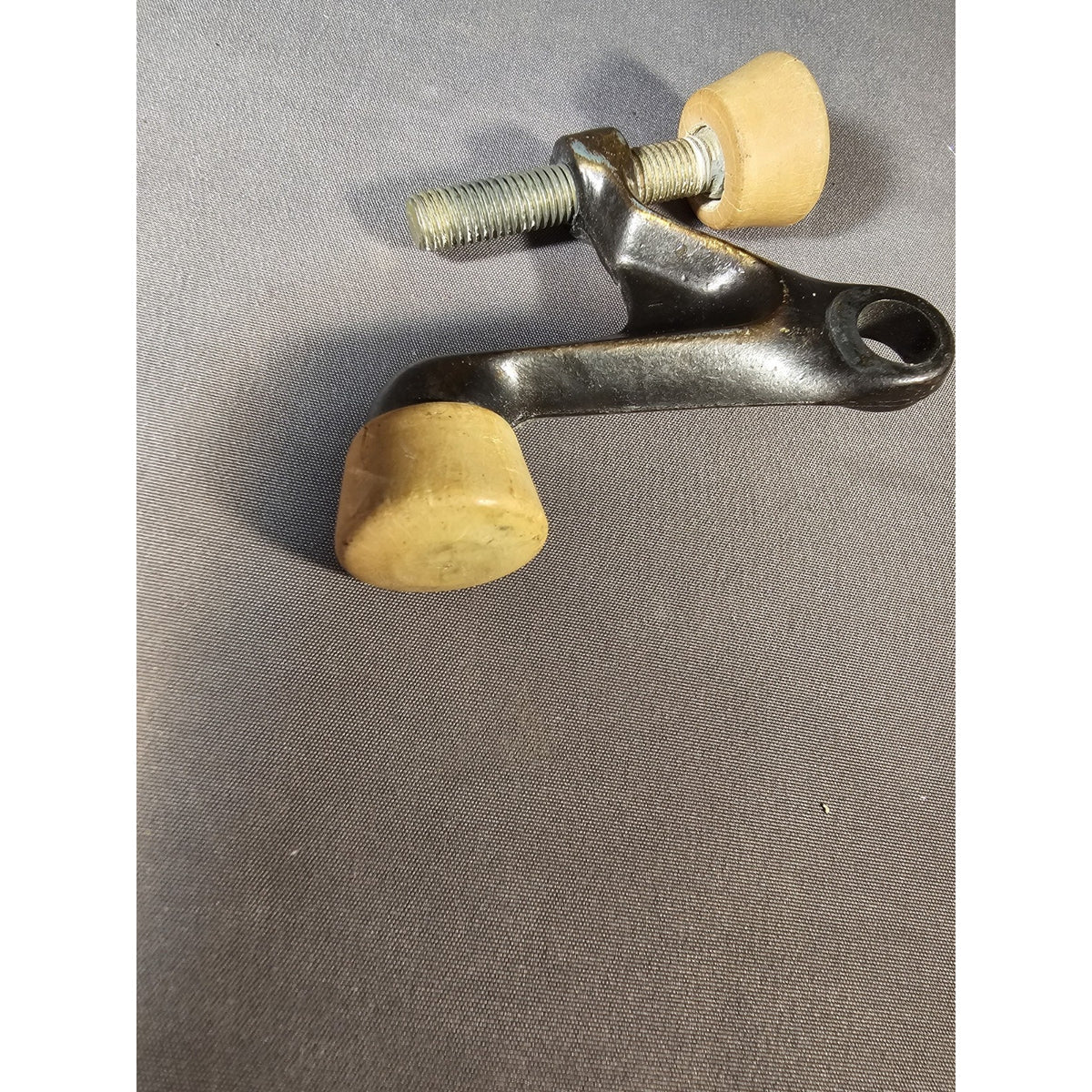 Vintage Cast Iron Antique Bronze Hinge Pin Door Stopper - Ivory Rubber Pads