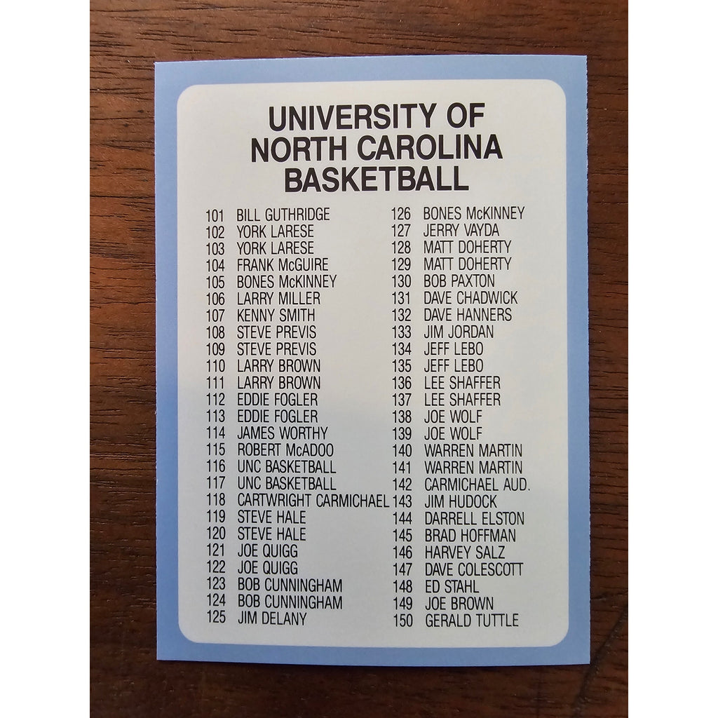 Checklist Nos. 101-200 - 1989 Collegiate Collection #117-North Carolina's Finest