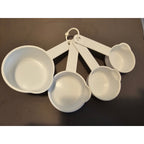 Set of 4 White Plastic Nesting Measuring Cups w/Ring