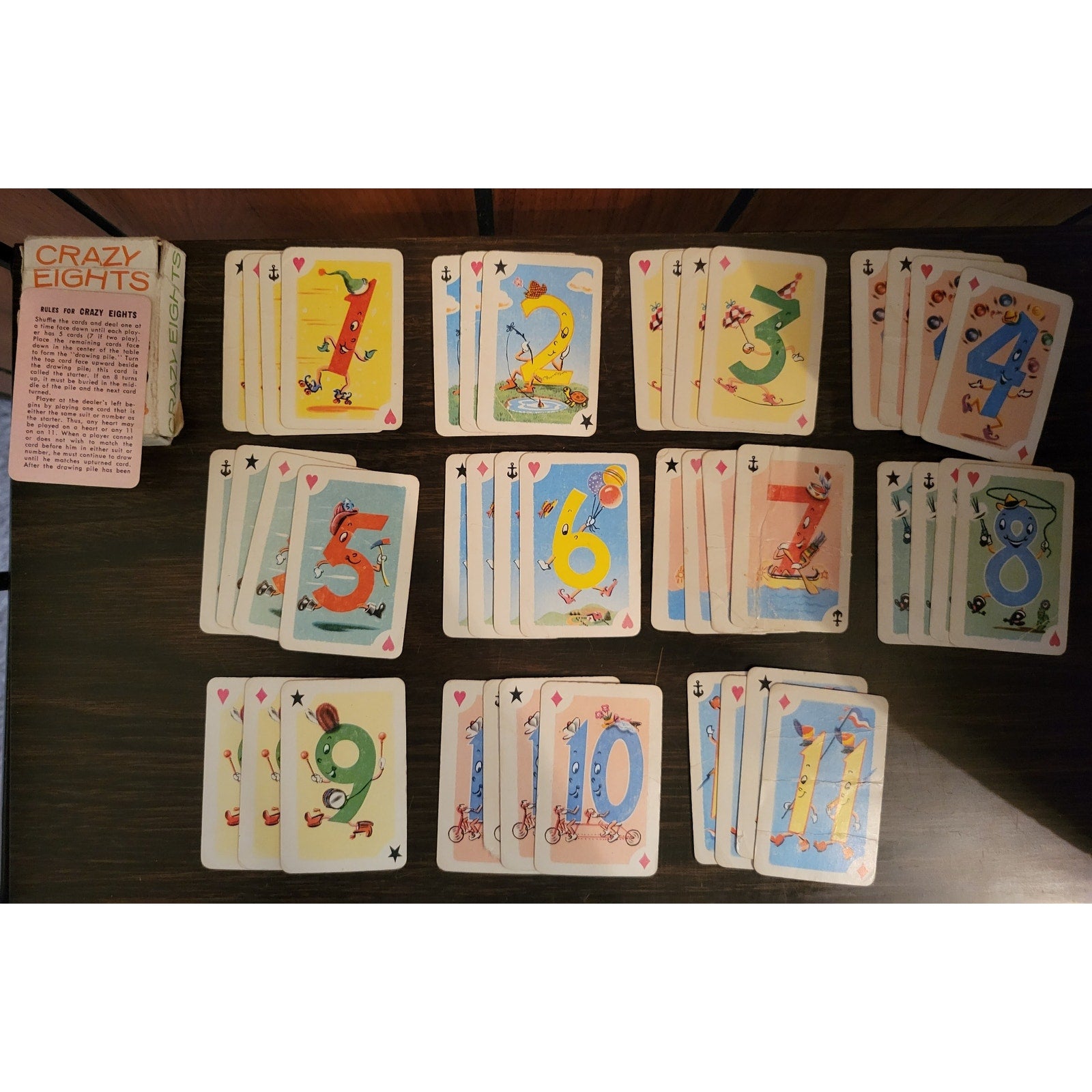 Vintage Whitman No. 3 Crazy Eights Mini Game - 43 Cards w/box instructions