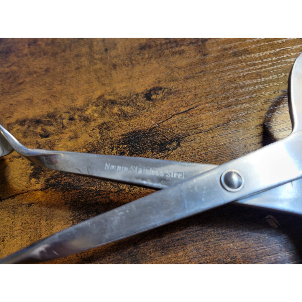 Norpro Silver Stainless Steel Salad Tongs - Spoon & Fork - 10-1/2" Long (used)