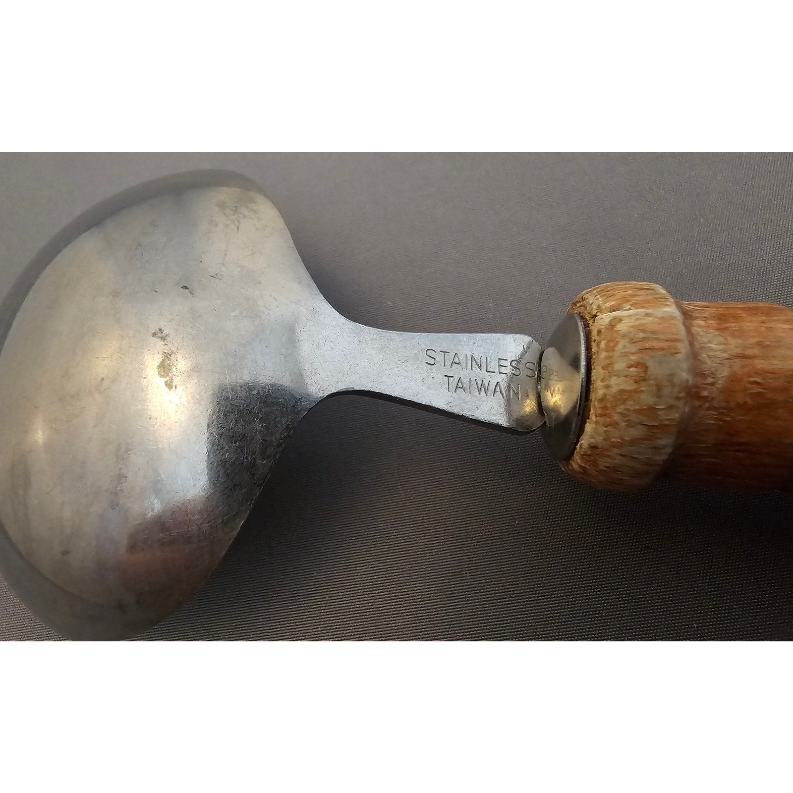 Vintage 8" Stainless Steel Gravy Spoon w/Wood Handle - Taiwan