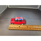 Welly No. 58242 - Red Mini Cooper 1300 w/Union Jack Flag on Roof - loose