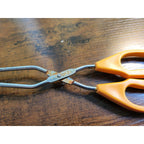 Vintage Yellow Plastic Handle 10" Stainless Steel Tongs - Made in China
