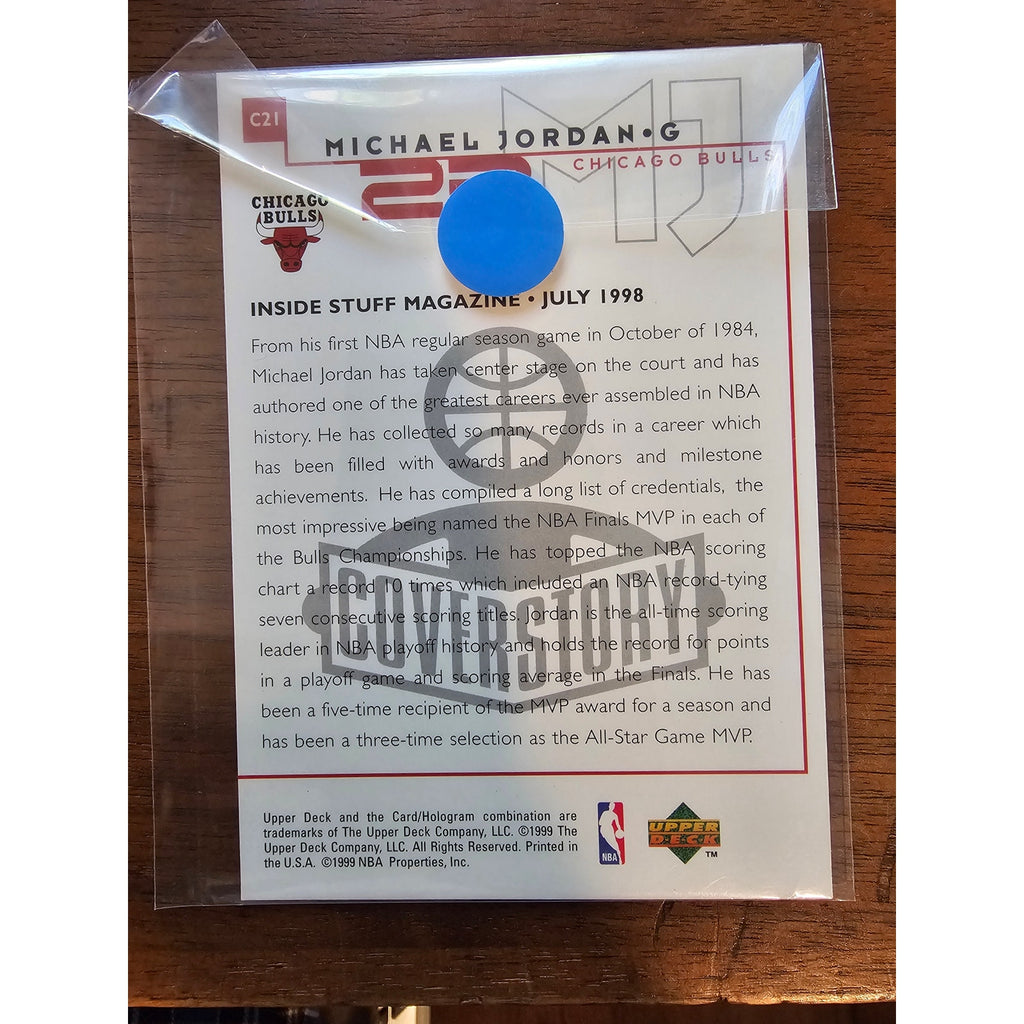 Michael Jordan 1999 Upper Deck #C21 - NBA Inside Stuff Cover - MJ Retires -Jumbo