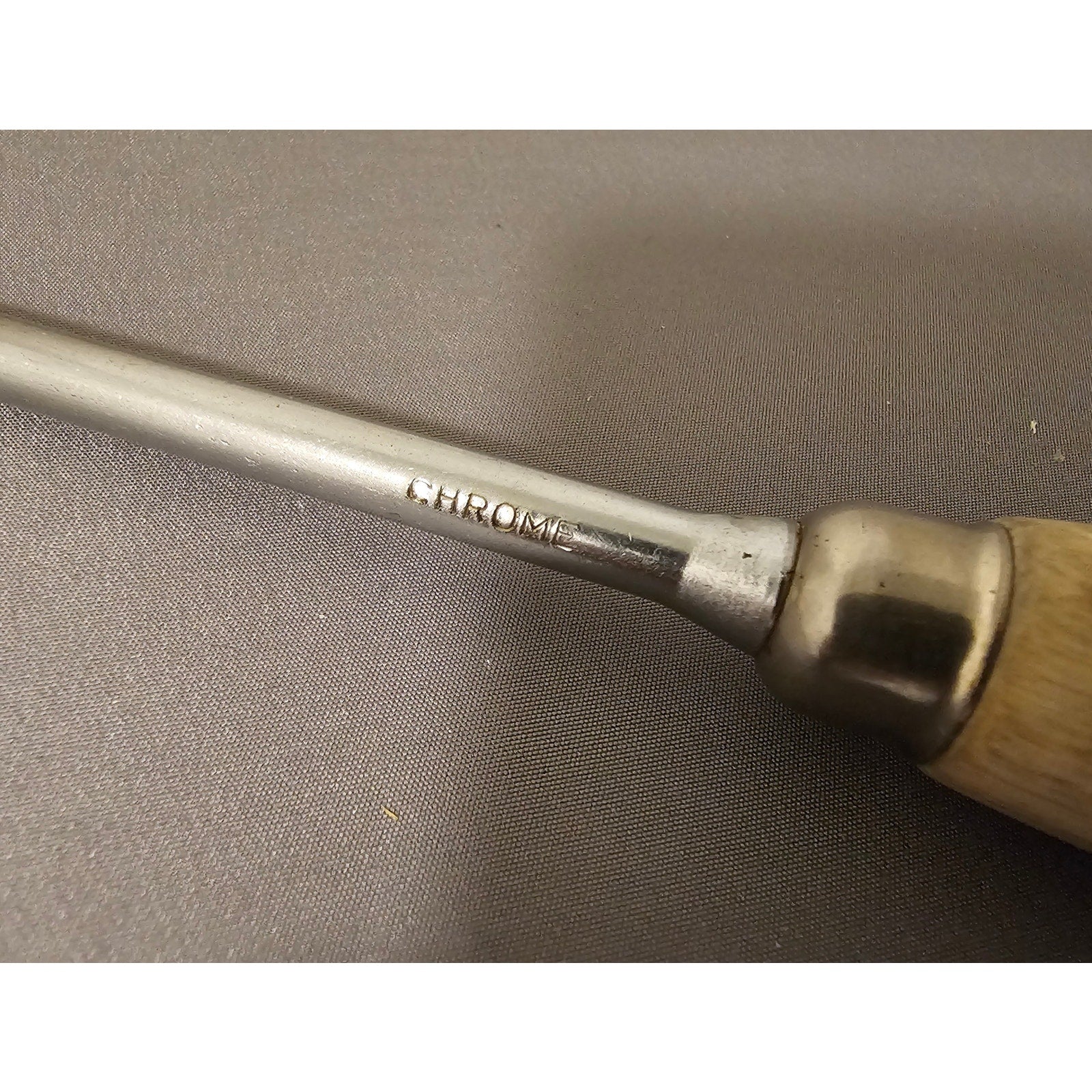 Vintage Ekco Chrome 2-Prong Serving Fork w/Wood Handle - 12-1/2” Length - USA