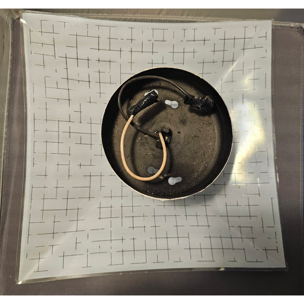 Vintage Mid Century Modern Square Ceiling Light Fixture w/Frosted Glass Lines