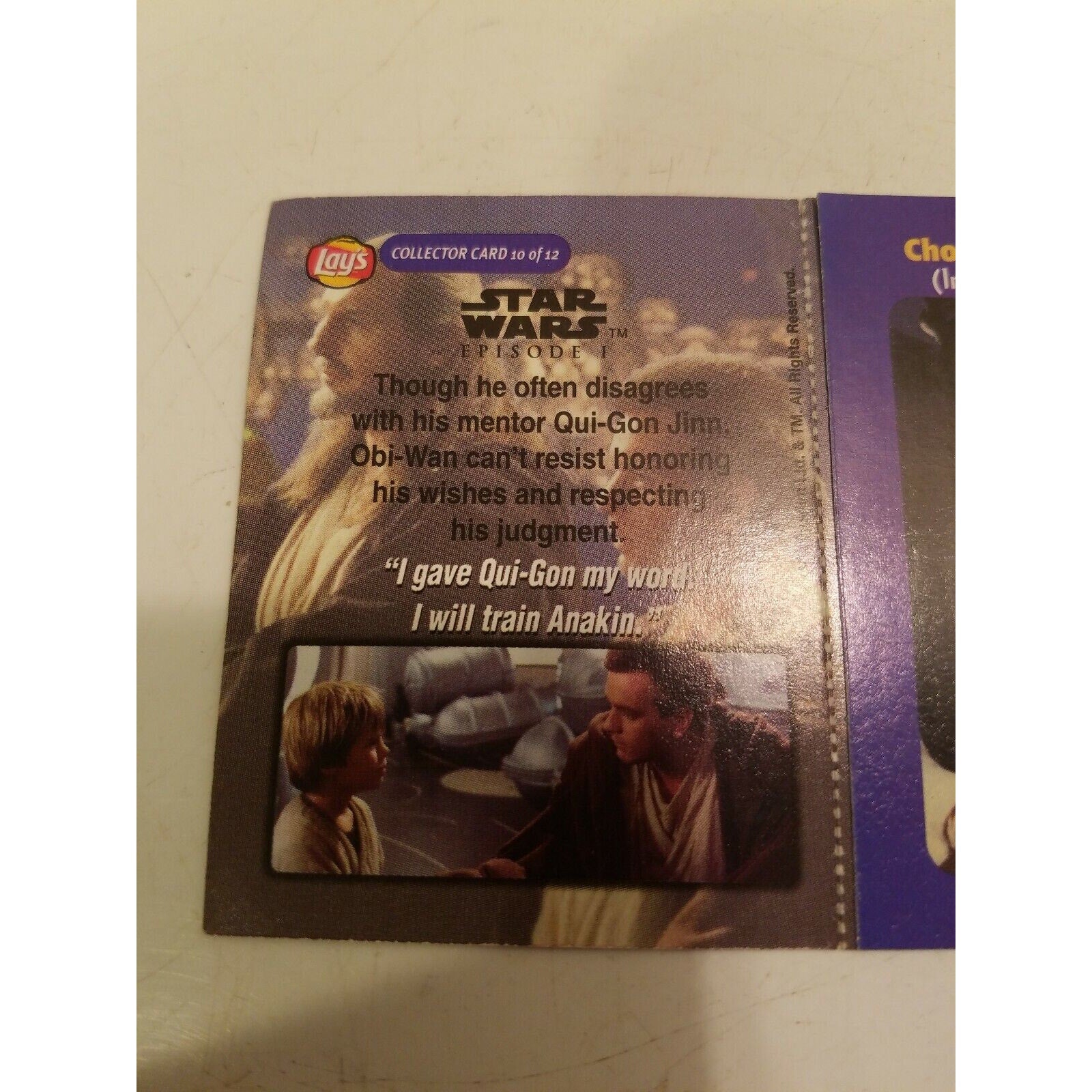 Star Wars Episode 1 Obi-Wan Can't Resist Lay's Potato Chip Contest Peel Card 10