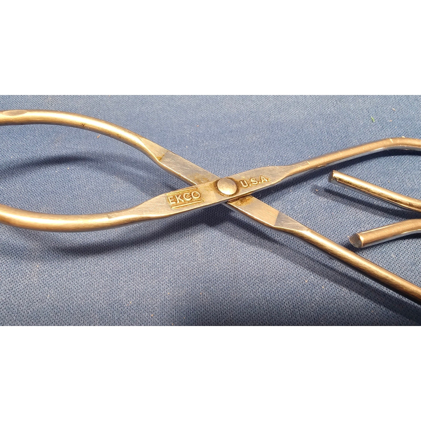 Vintage Ekco 8" (inch) Angled Stainless Steel Tongs - USA