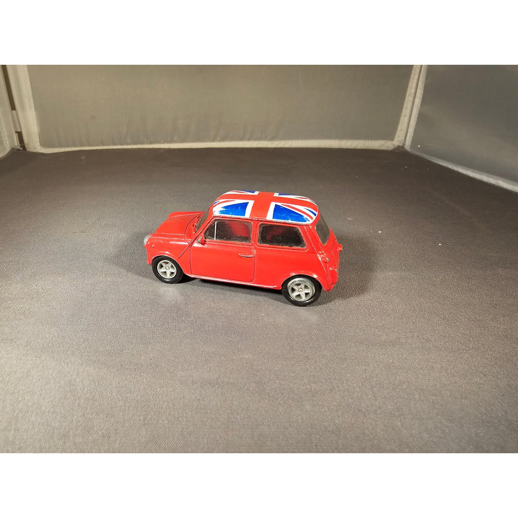 Welly No. 58242 - Red Mini Cooper 1300 w/Union Jack Flag on Roof - loose