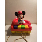 Vintage Arco Disney Mickey Mouse Pull Toy, Red & Yellow Piano - works