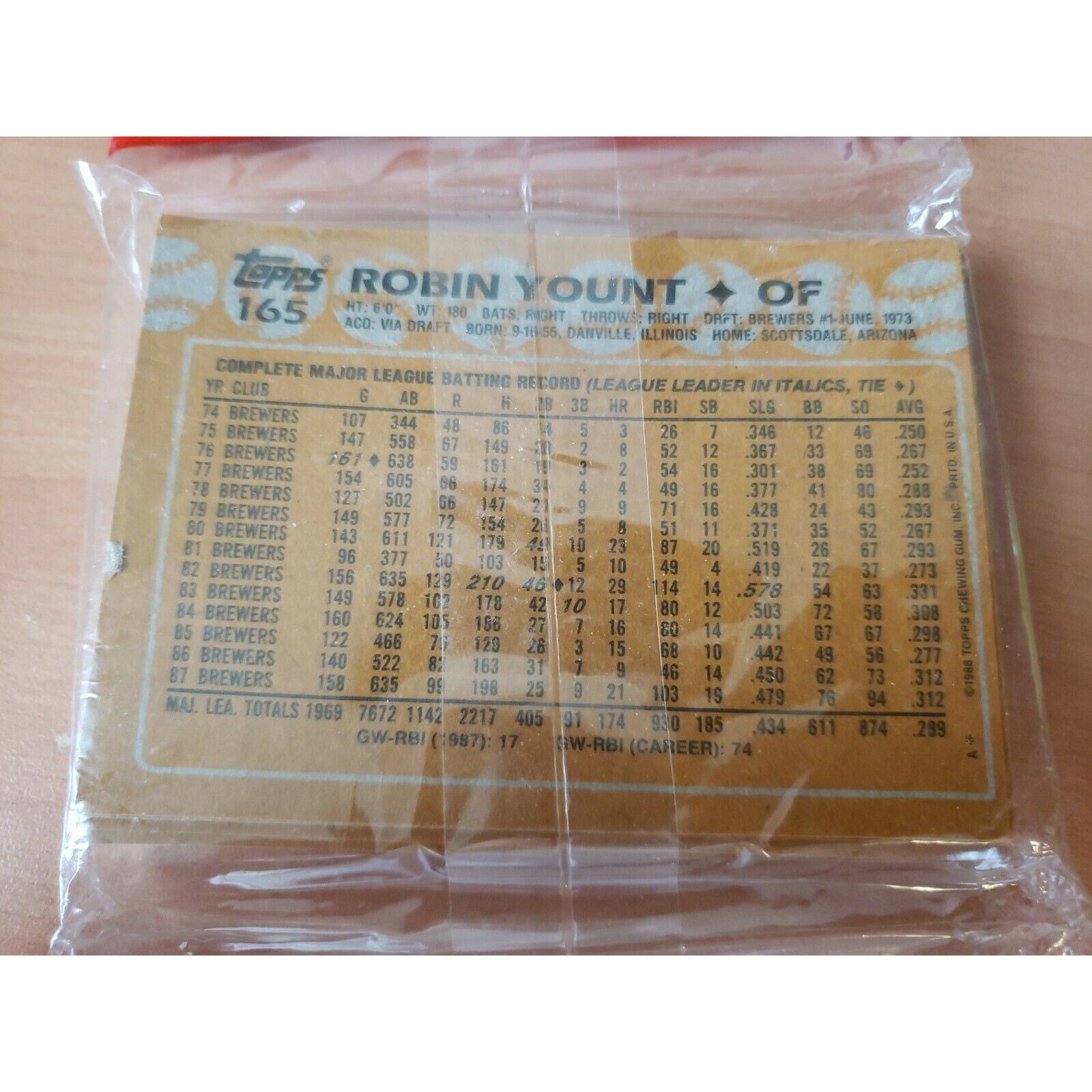 1988 Topps Baseball 43 Card Factory Sealed Rack Pack - Insert #16 Ozzie Smith