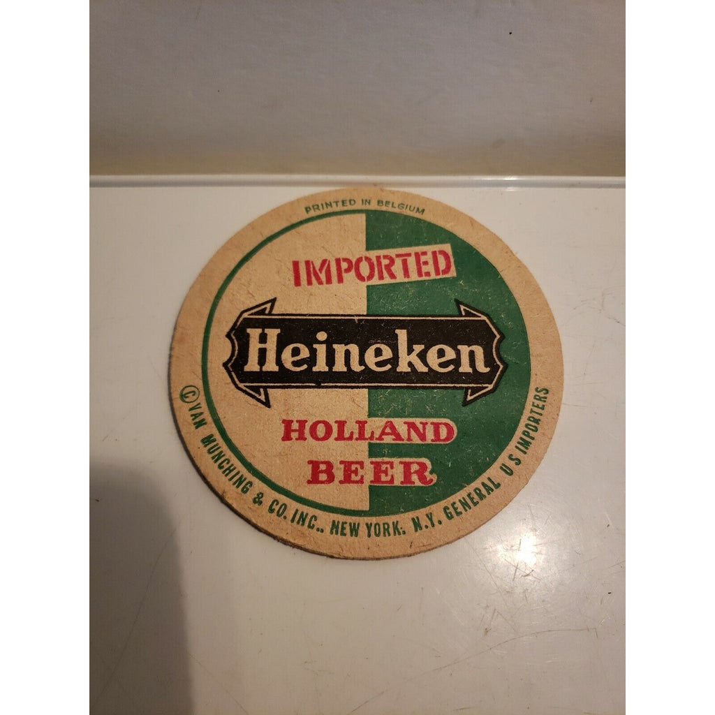 Vintage Imported Heineken Holland Beer Coaster - Printed in Belgium - Green