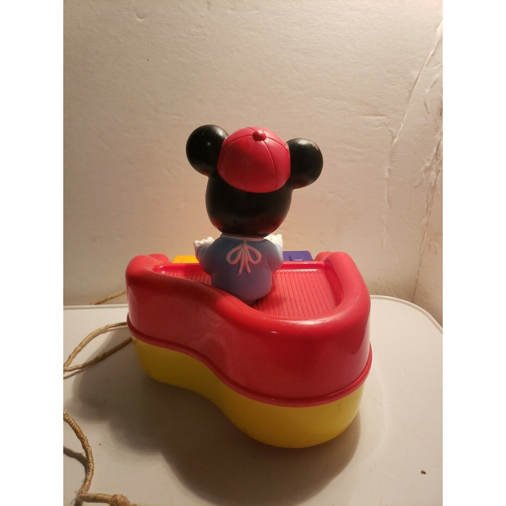 Vintage Arco Disney Mickey Mouse Pull Toy, Red & Yellow Piano - works