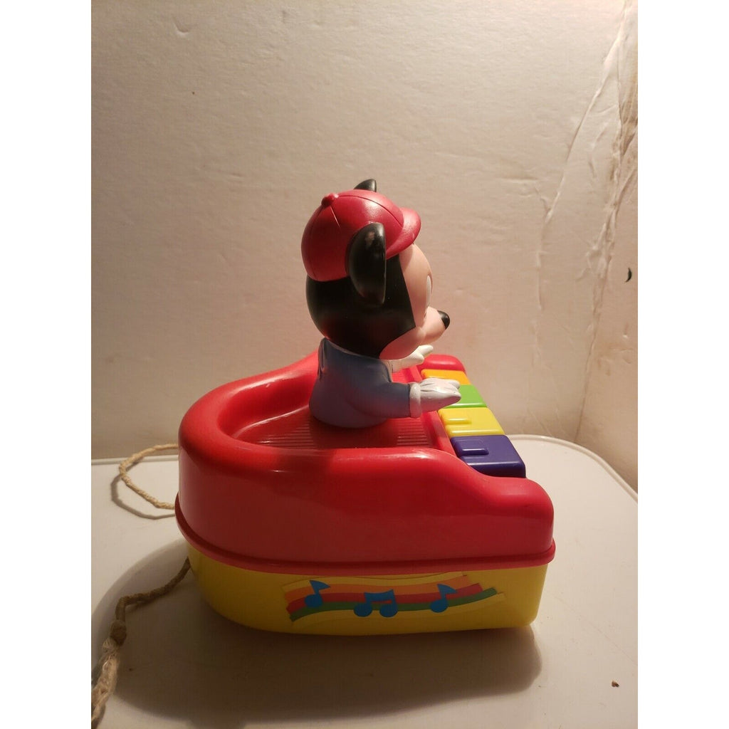 Vintage Arco Disney Mickey Mouse Pull Toy, Red & Yellow Piano - works