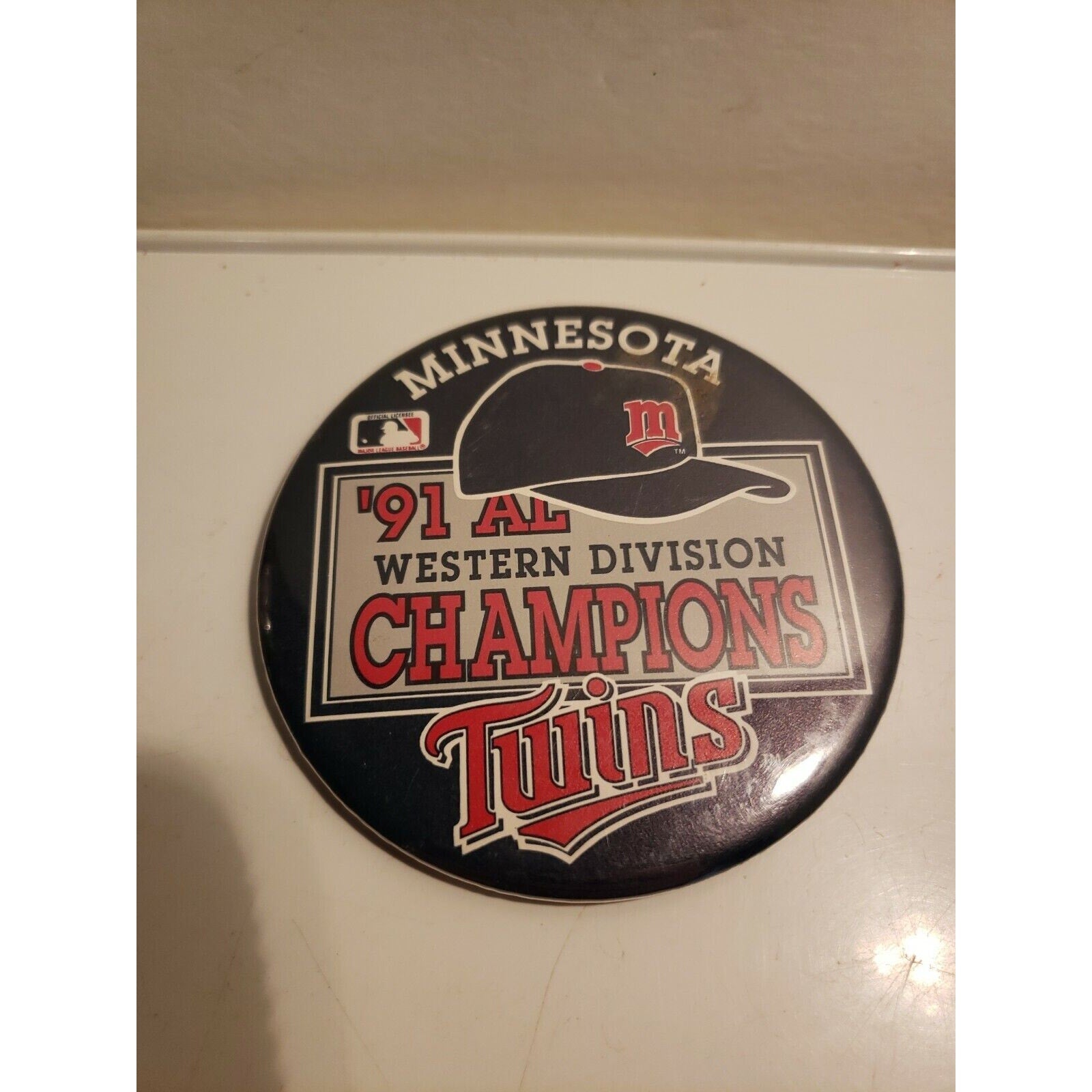 1991 Minnesota Twins '91 AL Western Division Champions Button Pinback