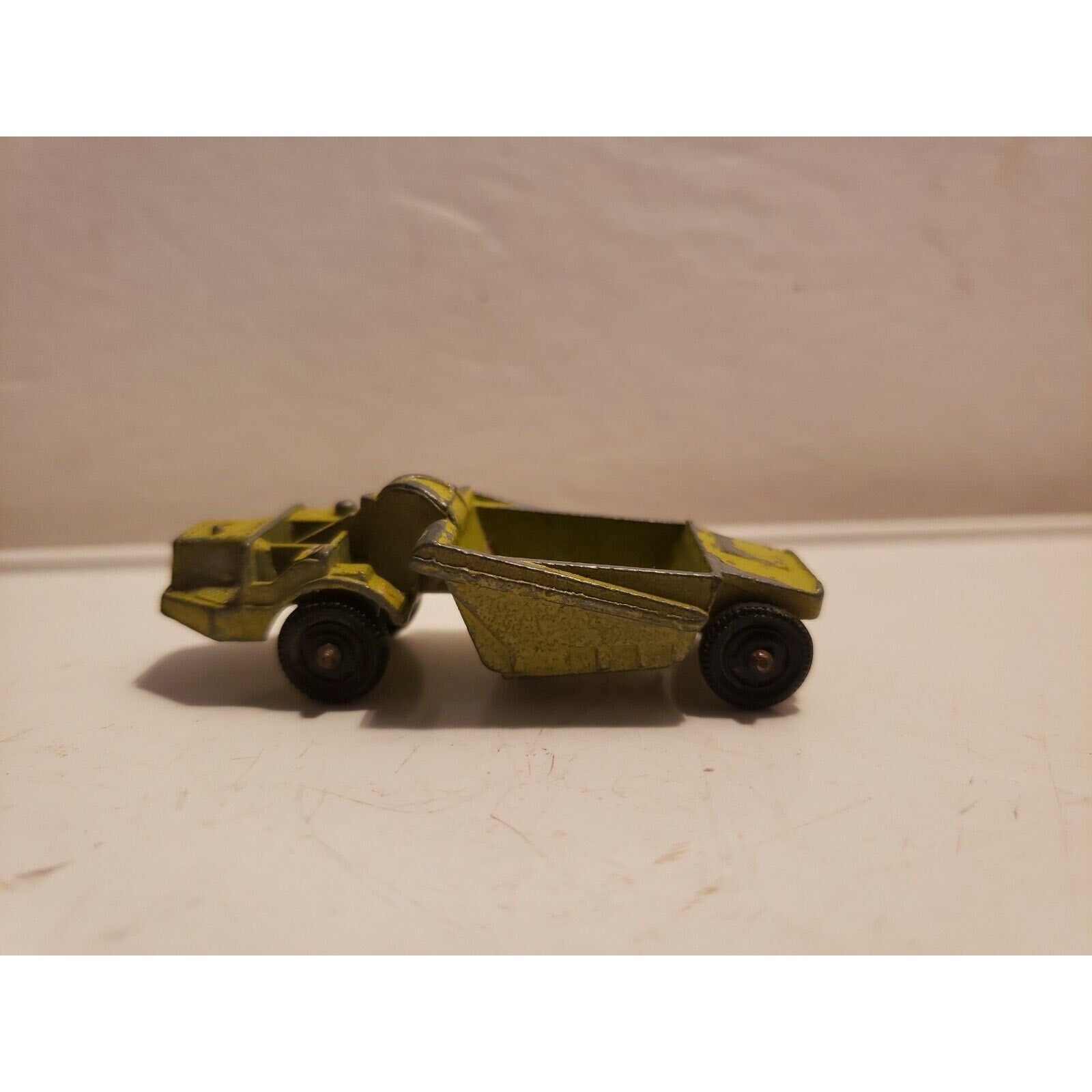 Vintage Diecast Lime Green Toy Truck - metal, sand, gravel, dump, hauler, road