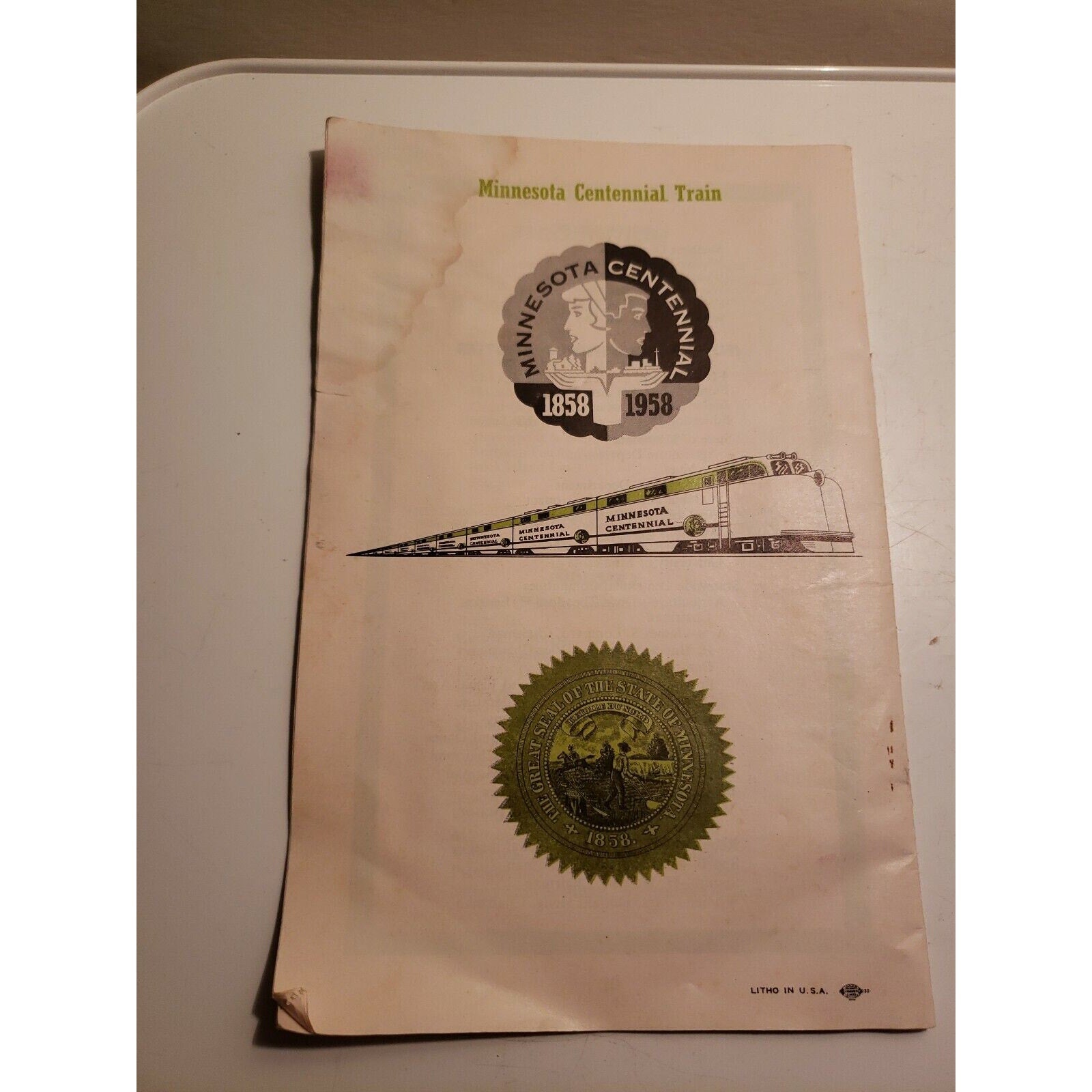Vintage 1958 Minnesota Centennial Train Pamphlet Book
