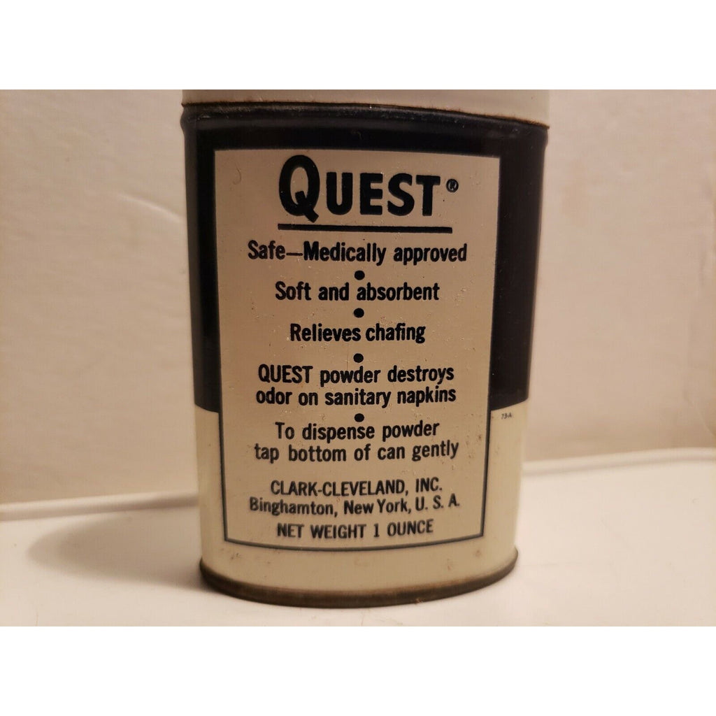 Vintage Quest Deodorant Powder Metal Container Tin 1 oz - Clark-Cleveland, Inc.