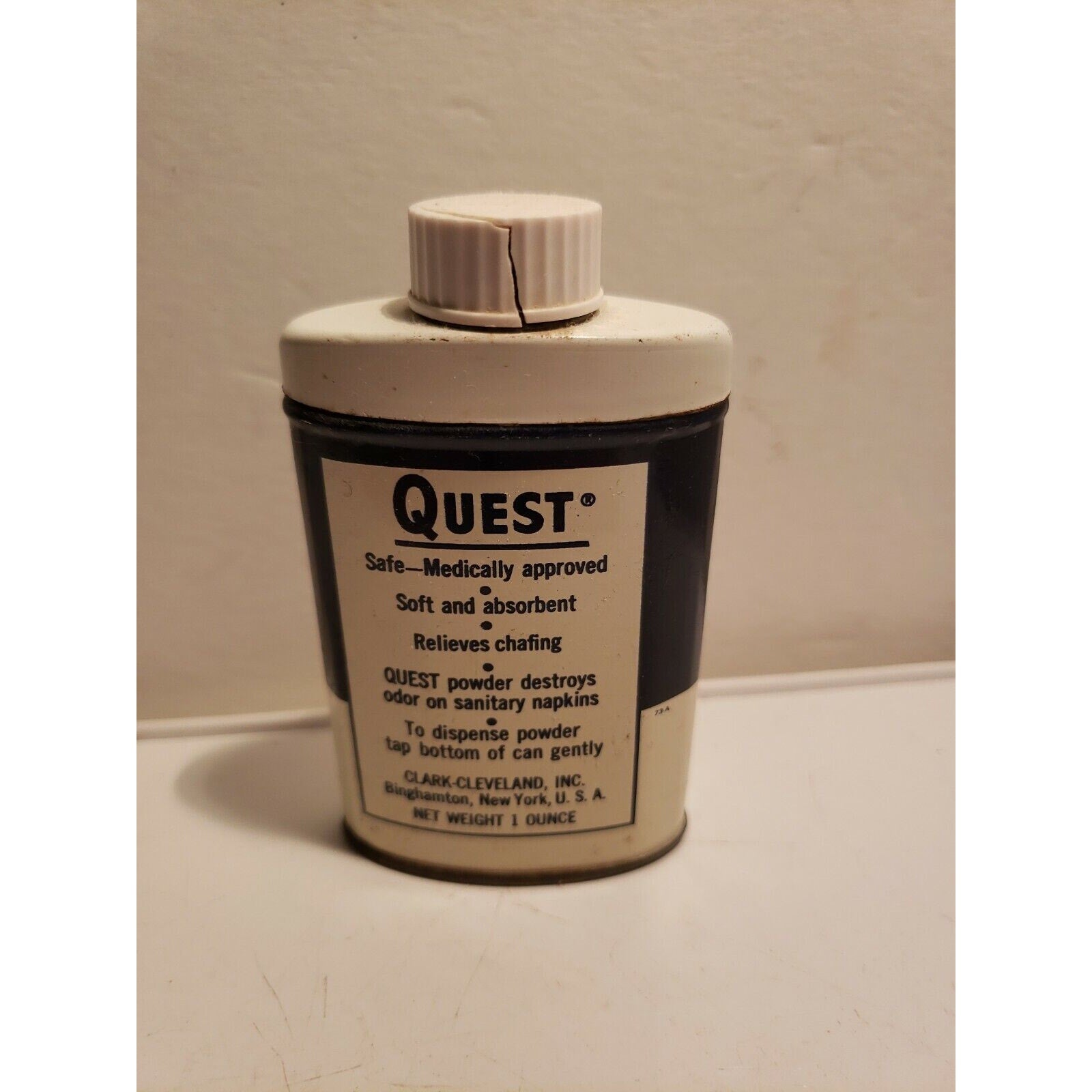 Vintage Quest Deodorant Powder Metal Container Tin 1 oz - Clark-Cleveland, Inc.