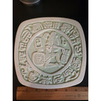 Vintage Hutchson Molds - Red Wing MN - Green Aztec Design Plate/Tray