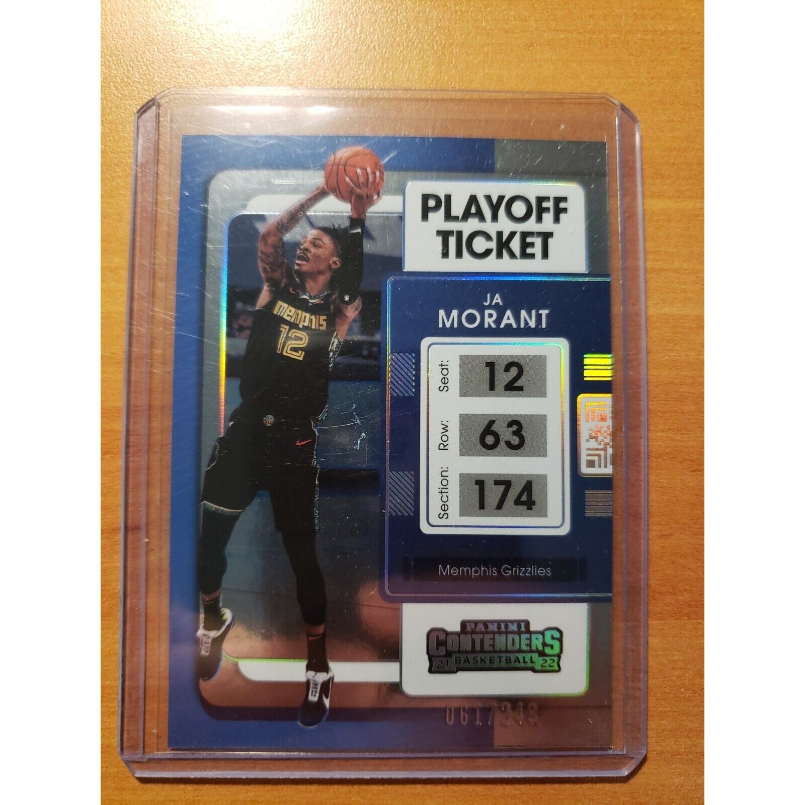 Ja Morant 2021-2022 Panini Contenders #3 Playoff Ticket 61/249 Memphis Grizzlies