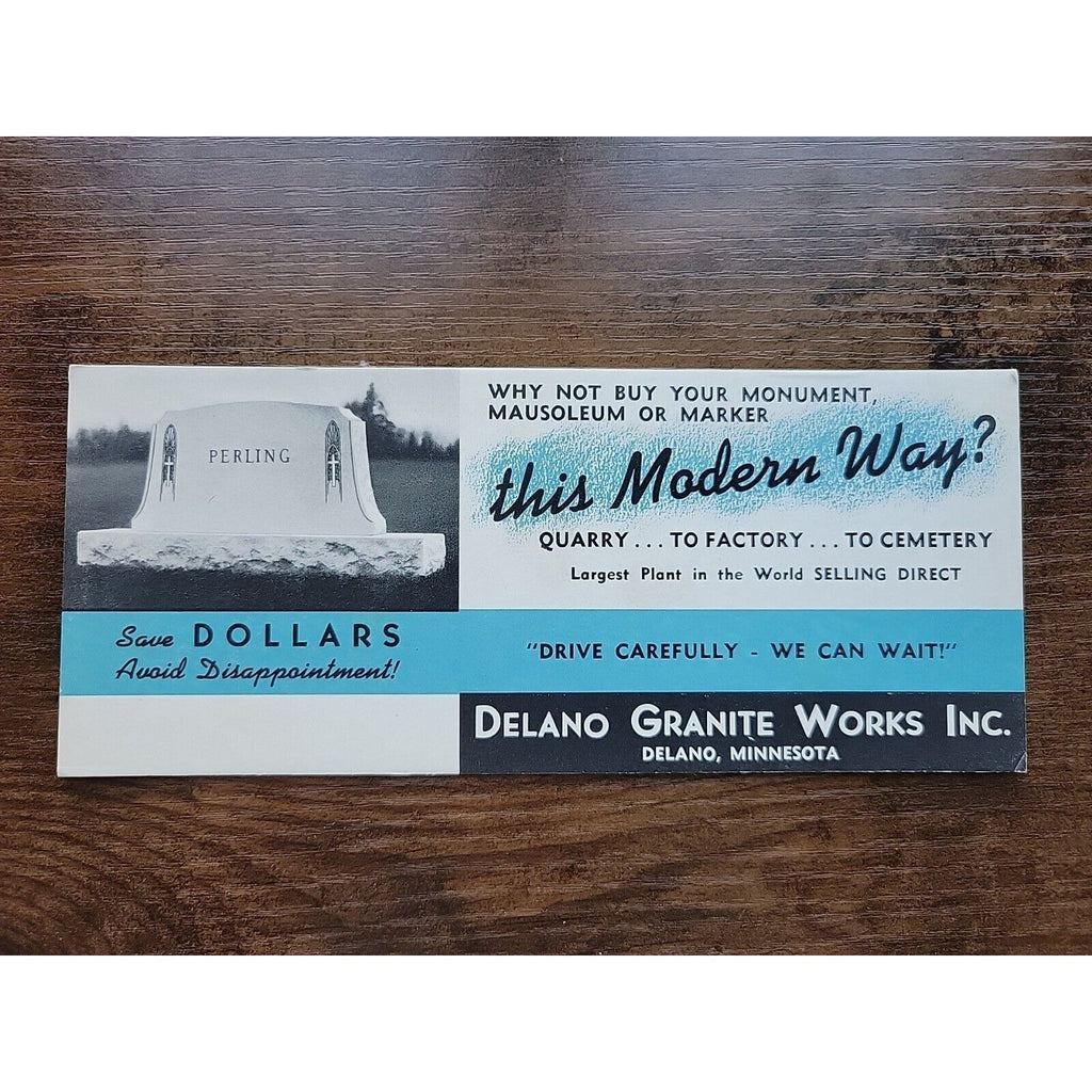 Delano Granite Works Advertisement - Quarry Factory Cemetery Monument - MN NOS