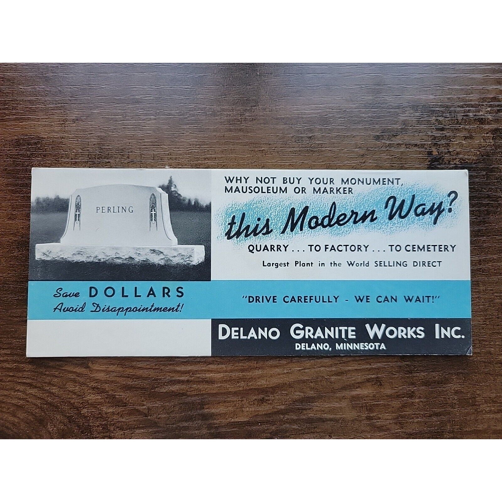 Delano Granite Works Advertisement - Quarry Factory Cemetery Monument - MN NOS