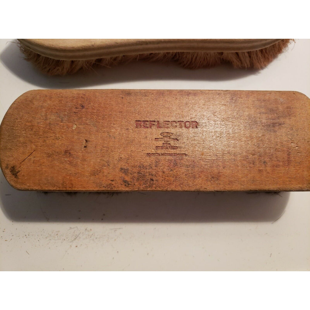 2 Vintage Shoe Shinning Brush 8.25" (100% Horse Hair) - REFLECTOR USA