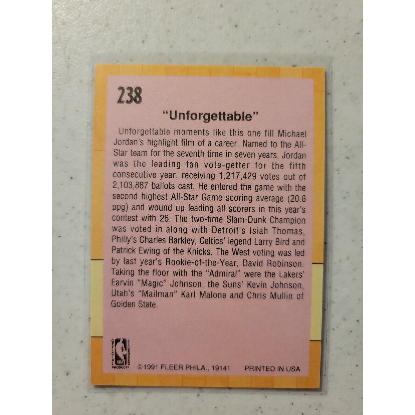 1991-1992 Fleer #238 Michael Jordan - All Star Game - Magic - Freshly Opened