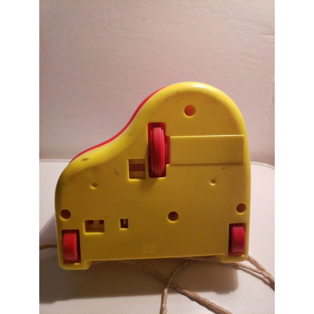 Vintage Arco Disney Mickey Mouse Pull Toy, Red & Yellow Piano - works