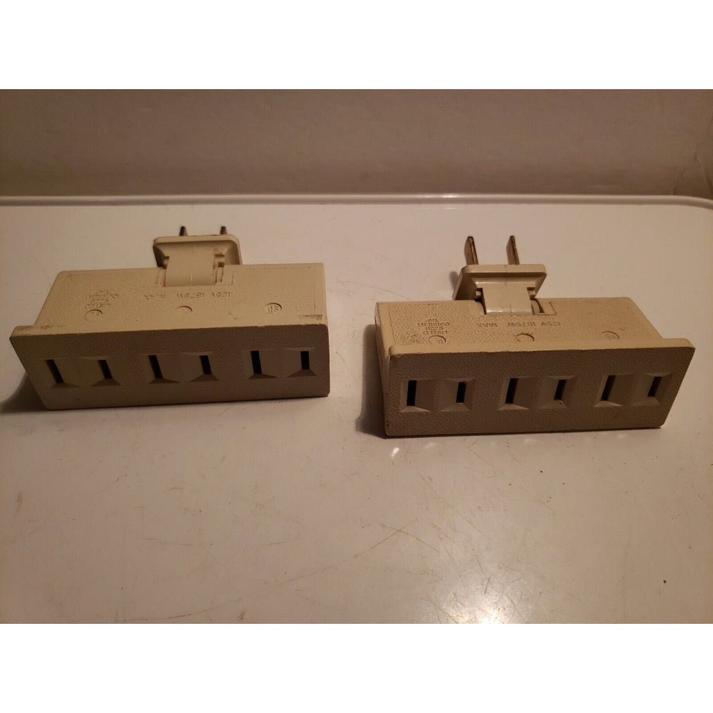 2 Pc Swivel 3 Outlet Indoor Wall Plug Current Tap Power 125V AC Adapter