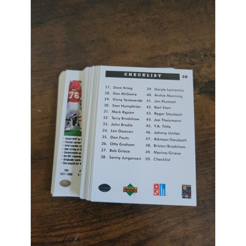 1991 Upper Deck Domino's Quarterback Challenge - Complete Set - 1-50- Fresh Pull
